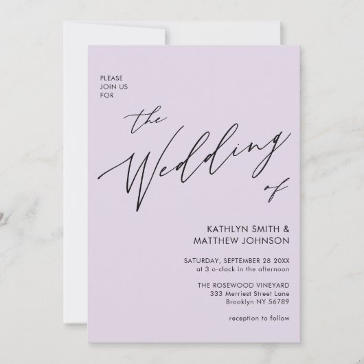 Mauve QR code allen in één legant manuscriptweduws Kaart (Voorkant)