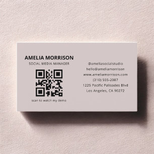 Mauve QR Code Minimalist Professional Visitekaartje