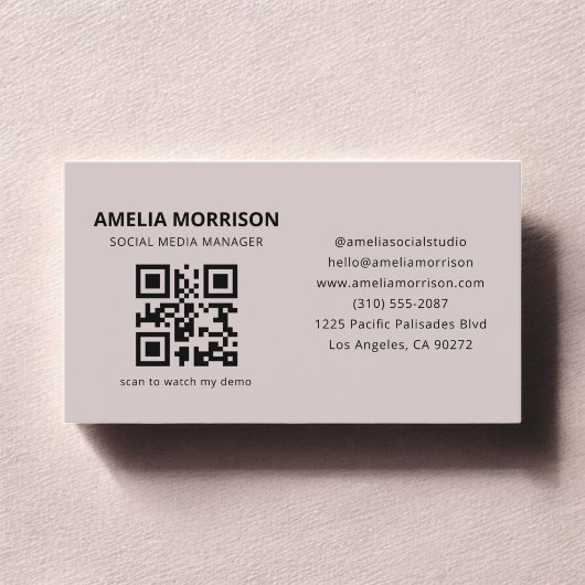 Mauve QR Code Minimalist Professional Visitekaartje