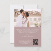 Mauve QR Code Wedding Dank u Foto Kaart (Achterkant)