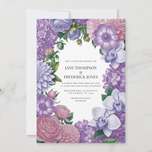 Mauve Quartz, Dusty Peony & Frosted Lilac Wedding Kaart (Voorkant)