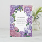 Mauve Quartz, Dusty Peony & Frosted Lilac Wedding Kaart (Staand voorkant)