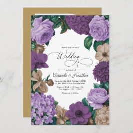Mauve Quartz, Dusty Plum & Latte Beige Wedding Kaart