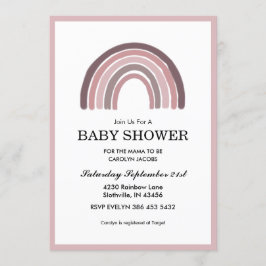 Mauve Rainbow Baby Girl Baby shower Kaart