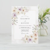 Mauve Ranunculus Eucalyptus Bruiloft Kaart (Staand voorkant)