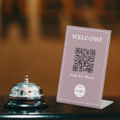 Mauve Restaurant Cafe Menu QR Code Zakelijk Logo Reclamebord Met Voetstuk