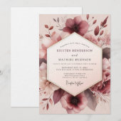 Mauve Romantic Bloom Wedding Kaart (Voorkant / Achterkant)