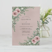 Mauve Romantic Botanical Wedding Kaart (Staand voorkant)