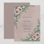 Mauve Romantic Botanical Wedding Kaart (Voorkant / Achterkant)