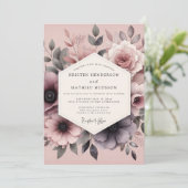 Mauve Romantic Flora Wedding Kaart (Staand voorkant)