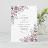Mauve Romantic Floral Wedding Kaart (Staand voorkant)