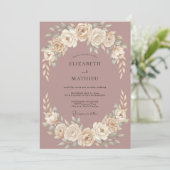 Mauve Romantische Bloemboog Bruiloft Kaart (Staand voorkant)