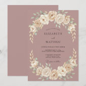 Mauve Romantische Bloemboog Bruiloft Kaart (Voorkant / Achterkant)