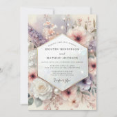 Mauve Romantische Bloemige Bruiloft Kaart (Voorkant)