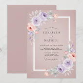 Mauve Romantische Lente Bruiloft Kaart (Voorkant / Achterkant)