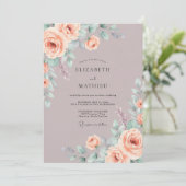 Mauve Romantische Rozen Bruiloft Kaart (Staand voorkant)