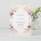 Mauve Romantische Waterverf Bruiloft Kaart (Staand voorkant)