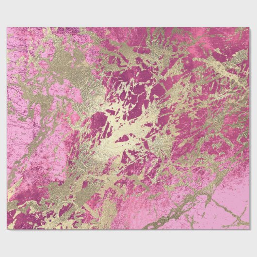 Mauve Roos Champaigne Gold Marble Metallic Stroke Cadeaupapier (Vlak)