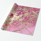 Mauve Roos Champaigne Gold Marble Metallic Stroke Cadeaupapier (Uitgerold)