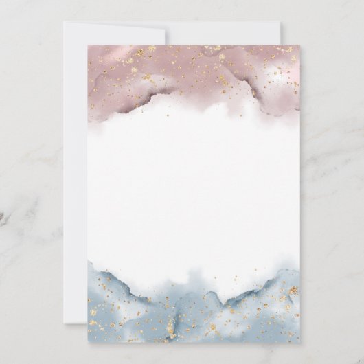 Mauve Roos en Dusty Blue Waterverf Geslacht onthul Kaart (Achterkant)