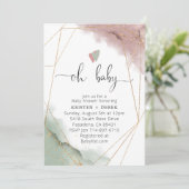 Mauve Roos en Sage Green Waterverf Baby shower Kaart (Staand voorkant)
