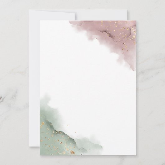 Mauve Roos en Sage Green Waterverf Baby shower Kaart (Achterkant)