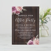 Mauve roos floral rustic, gelukkig ooit na feest kaart (Staand voorkant)