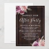 Mauve roos floral rustic, gelukkig ooit na feest kaart (Voorkant / Achterkant)