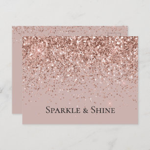 Mauve Roos Gouden Glitter Sparkle Briefkaart