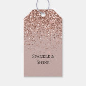 Mauve Roos Gouden Glitter Sparkle Cadeaulabel (Voorkant)