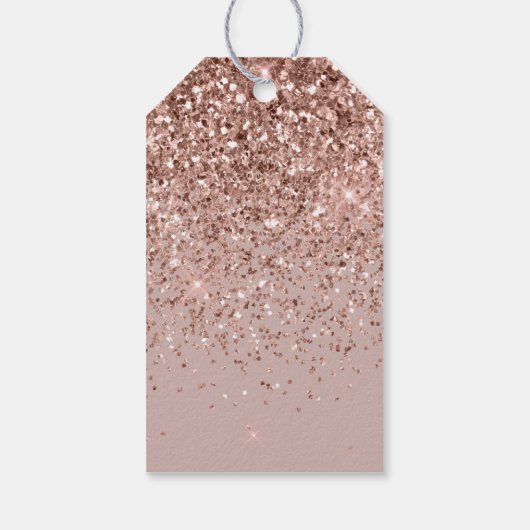 Mauve Roos Gouden Glitter Sparkle Cadeaulabel (Achterkant)