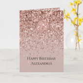 Mauve Roos Gouden Glitter Sparkle Kaart (Gele Bloem)