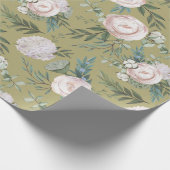 Mauve Roos Hydrangea Lotus Pod Wrapping Paper Cadeaupapier (Hoek)