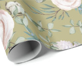 Mauve Roos Hydrangea Lotus Pod Wrapping Paper Cadeaupapier (Rol Hoek)