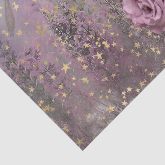 Mauve Roos op Fantasy Background Tissuepapier (Detail)