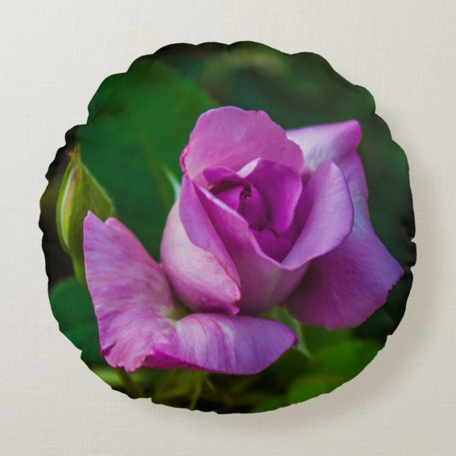 Mauve Roos Round Pillow Rond Kussen (Voorkant)