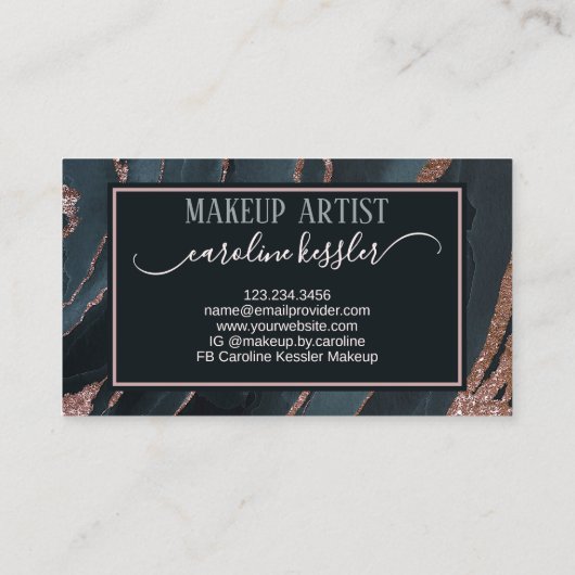 Mauve Roos Roze Goud Sparkles Marmer Art Pattern Visitekaartje (Achterkant)