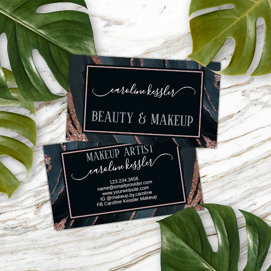 Mauve Roos Roze Goud Sparkles Marmer Art Pattern Visitekaartje