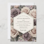 Mauve Rose Blossom Romance Wedding Kaart (Voorkant)