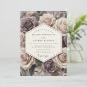 Mauve Rose Blossom Romance Wedding Kaart (Staand voorkant)