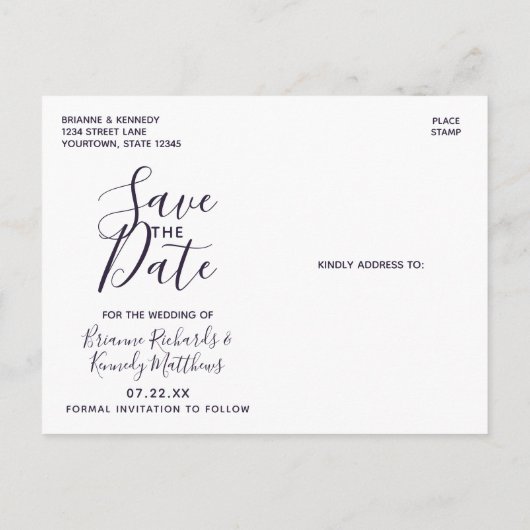 Mauve Rose Gold Agate Marble Save the Date Aankondigingskaart (Achterkant)