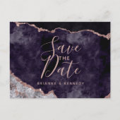 Mauve Rose Gold Agate Marble Save the Date Aankondigingskaart (Voorkant)
