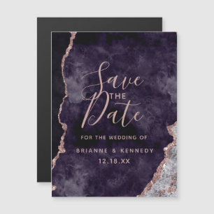 Mauve Rose Gold Agate Marble Save the Date Magnetische Uitnodiging