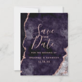 Mauve Rose Gold Agate Marble Save the Date Magnetische Uitnodiging (Voorkant)