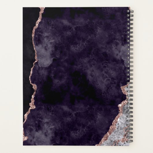 Mauve Rose Gold Agate Marble Save the Date Planner (Achterkant)