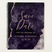 Mauve Rose Gold Agate Marble Save the Date Planner (Voorkant)