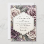 Mauve Rose Whimsical Wedding Kaart (Voorkant)