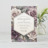 Mauve Rose Whimsical Wedding Kaart (Staand voorkant)