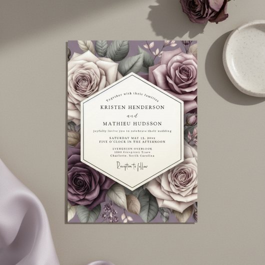 Mauve Rose Whimsical Wedding Kaart