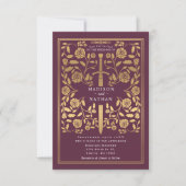 Mauve Royal Medieval Gold Sword Wedding Invitation Kaart (Voorkant)